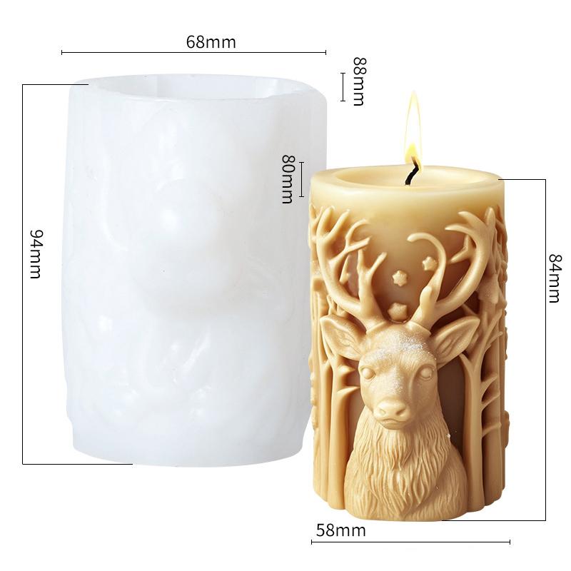 Weihnachtskerzenform, Elch, Weihnachtsbaum, Schneeflocke, zylindrische 3D-Silikonform zur Herstellung von Kerzen, Aromatherapie, Weihnachtsgeschenken B von Joom DACH