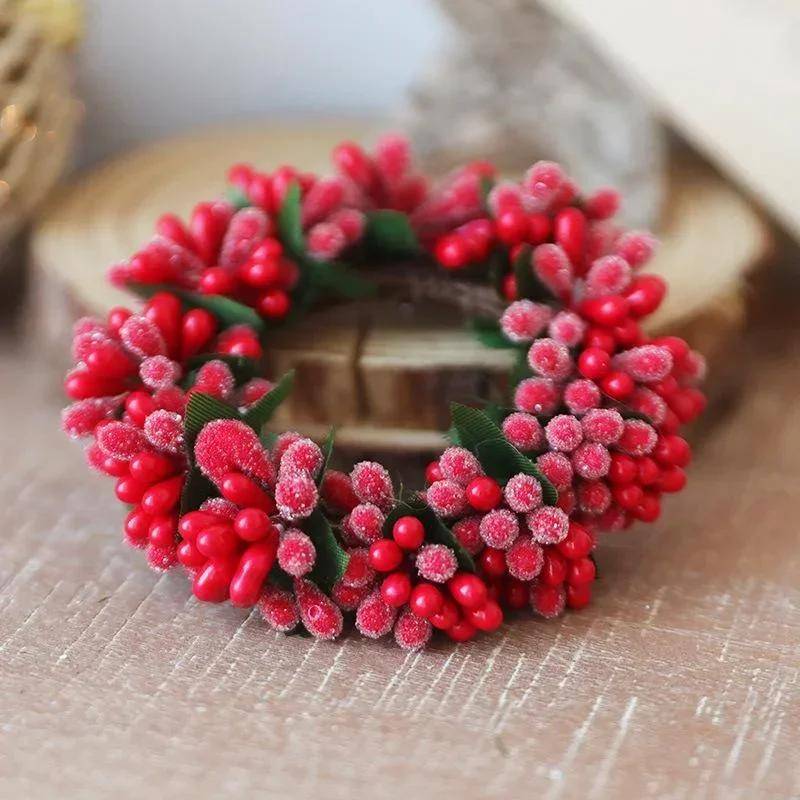 Weihnachtskerzengirlande, simulierter Beeren-Weihnachtskranz, Kerzenhalter, Mini-Kerzenring für Hochzeit, Party, Wohnzimmer, Esstisch intensiv/saphir von Joom DACH