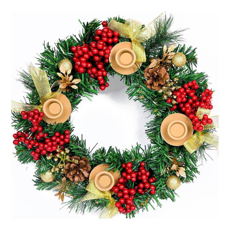 Weihnachtskerzenringe, Tafelaufsatz, Dekoration, Kerze, Kerzenhalter, Adventskranz für Hochzeit, Party, Neujahr, Weihnachtsschmuck, 30 cm 30cm von Joom DACH