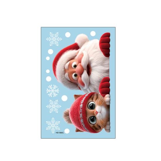 Weihnachtsmann Katze Fensteraufkleber Abnehmbar Wasserdicht PVC Winter Frohe Weihnachten Statischer Glasaufkleber Feiertagsparty Dekoration Aufkleber rot von Joom DACH