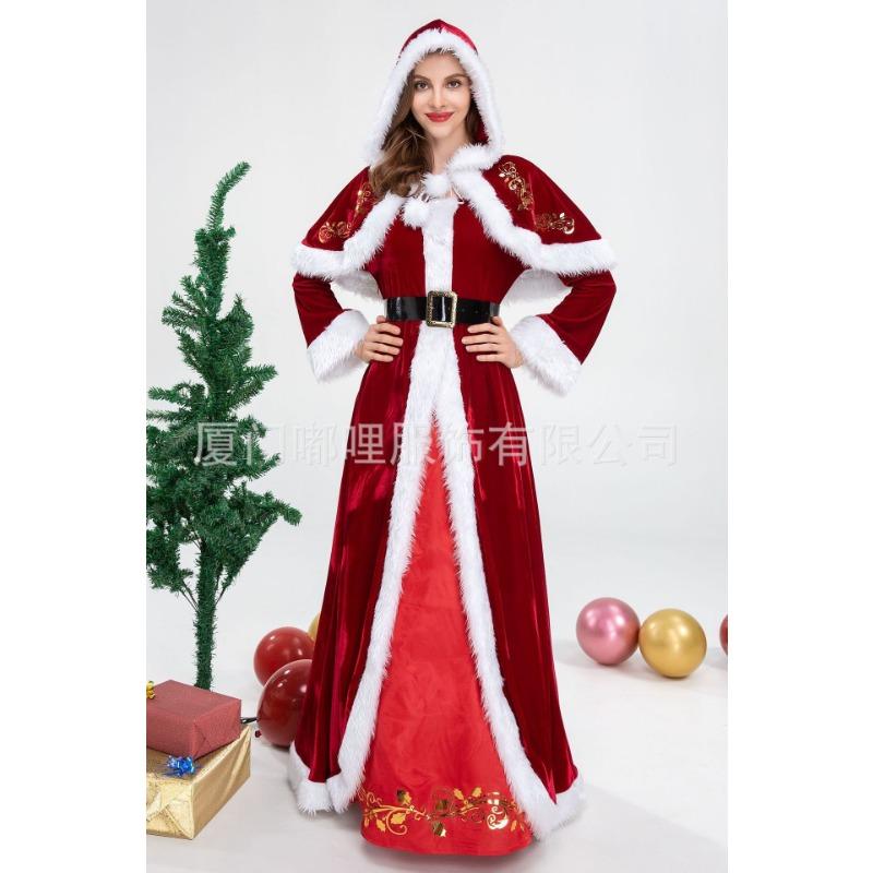 Weihnachtsmann Kostüm Weihnachts-Kleid Set Weihnachts-Kleid Goldener Samt Druck Übergröße Herren XXXL von Joom DACH