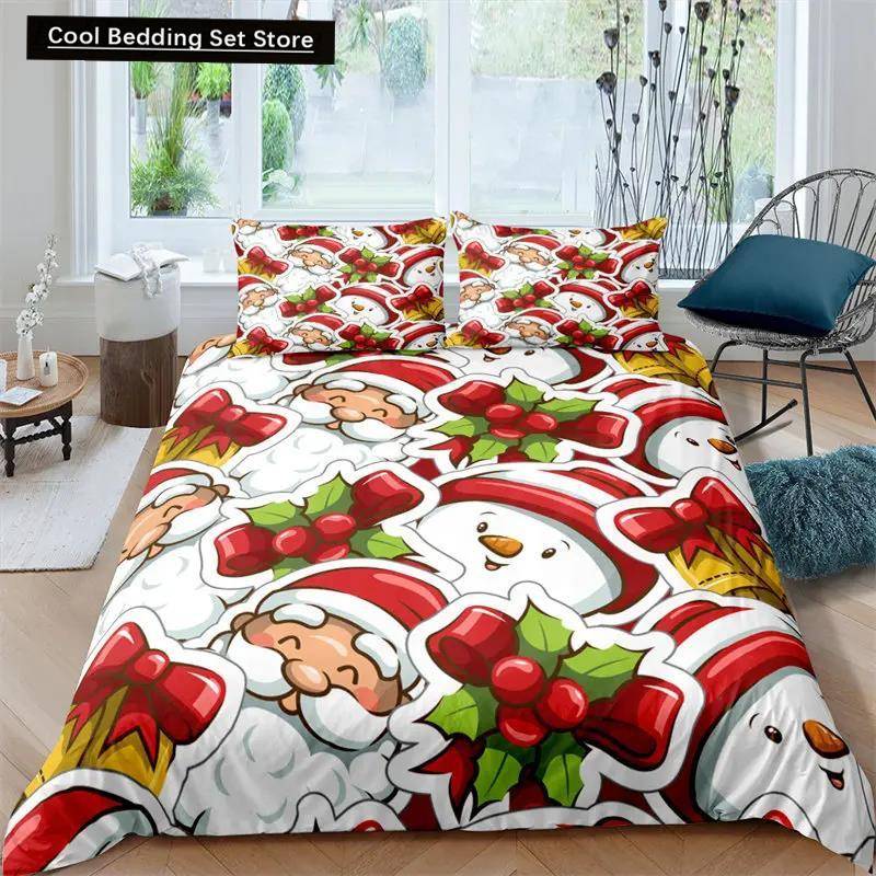 Weihnachtsmann Muster Bettwäsche Set Weihnachts Rentier Bettbezug Set für Kinder Jungen Mädchen Steppdeckenbezug Queen Polyester Bettdeckenbezug EU single(135x200cm) von Joom DACH