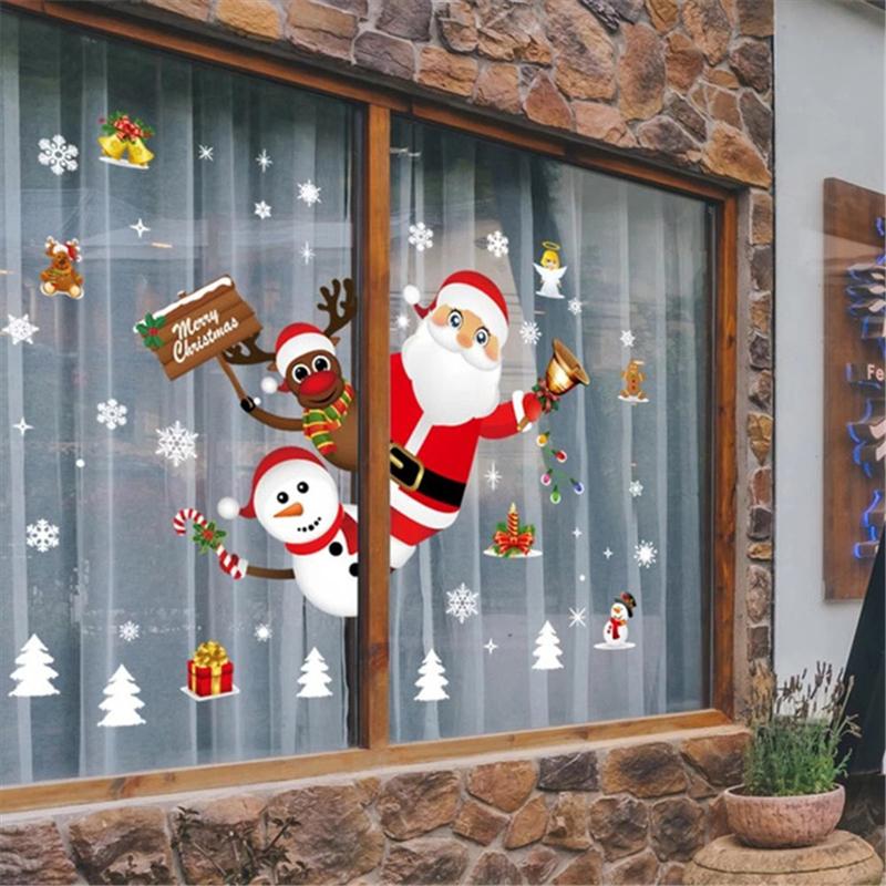 Weihnachtsmann-Wandfenster-Aufkleber, Weihnachtsdekoration für Zuhause, Weihnachtsschmuck, Weihnachten, Navidad, Geschenk, Neujahr 1 von Joom DACH