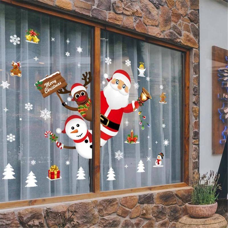 Weihnachtsmann-Wandfenster-Aufkleber, Weihnachtsdekoration für Zuhause, Weihnachtsschmuck, Weihnachten, Navidad, Geschenk, Neujahr 1 von Joom DACH