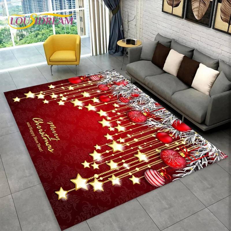 Weihnachtsmann-Weihnachtsbaum-Elch-Teppich,Teppich für Wohnzimmer, Schlafzimmer, Sofa, Fußmatte, Weihnachtsdekoration,rutschfeste Bodenmatte 160cm x 230cm von Joom DACH