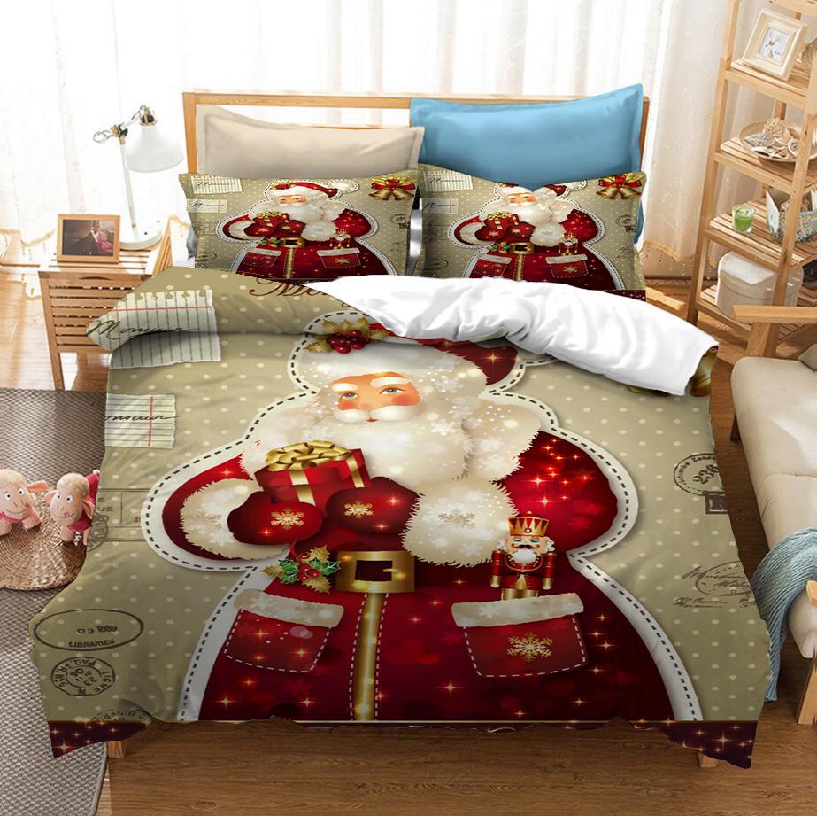 Weihnachtsmann und Hund Bettwäsche Set Frohe Weihnachten Geschenk Queen Twin Einzelgröße Bettbezug Set Kissenbezug Heimtextilien Luxus EU single(135x200cm) von Joom DACH