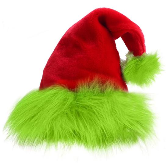 Weihnachtsmütze Fluoreszierend Grün Plüsch Retro-Design Partyhut Weihnachtsdeko Festlich von Joom DACH