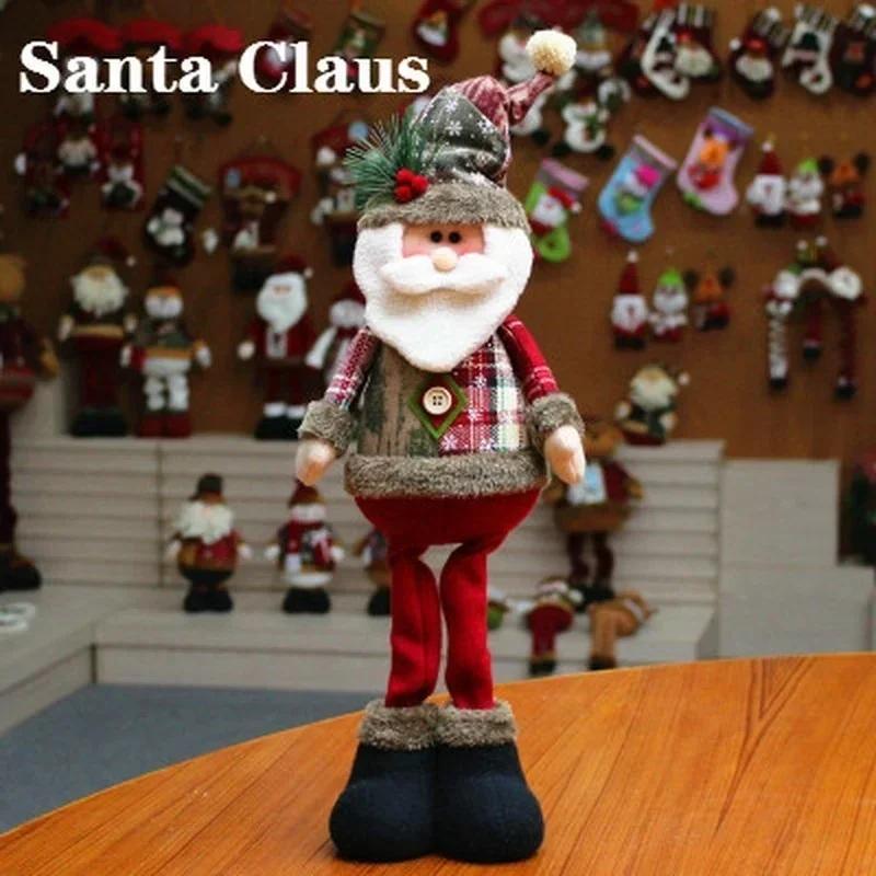 Weihnachtsornament Einziehbarer Schneemann Rentier Weihnachtsmann Kariert Stehend Heimdeko Puppe Geschenk für Kinder 2025 Neujahrsdekorationen Santa Claus von Joom DACH