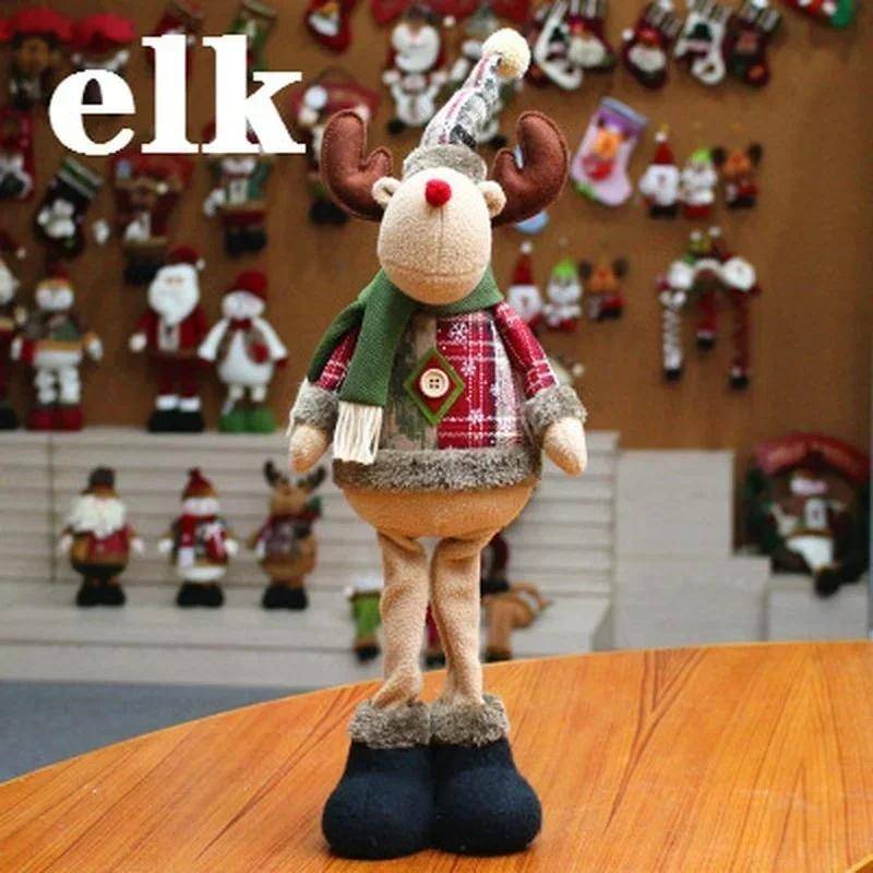 Weihnachtsornament Einziehbarer Schneemann Rentier Weihnachtsmann Kariert Stehend Heimdeko Puppe Geschenk für Kinder 2025 Neujahrsdekorationen elk von Joom DACH