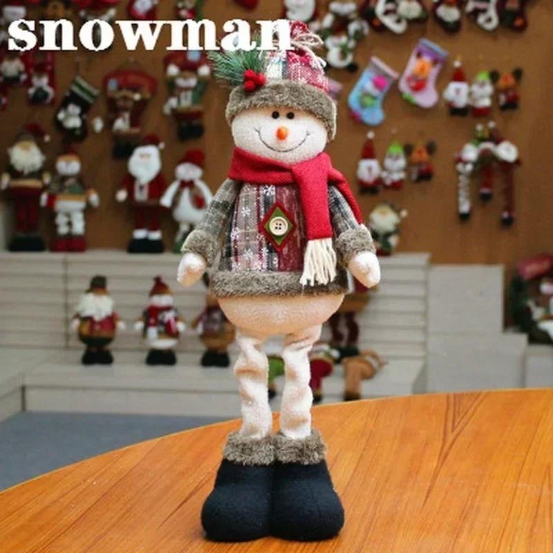 Weihnachtsornament Einziehbarer Schneemann Rentier Weihnachtsmann Kariert Stehend Heimdeko Puppe Geschenk für Kinder 2025 Neujahrsdekorationen snowman von Joom DACH