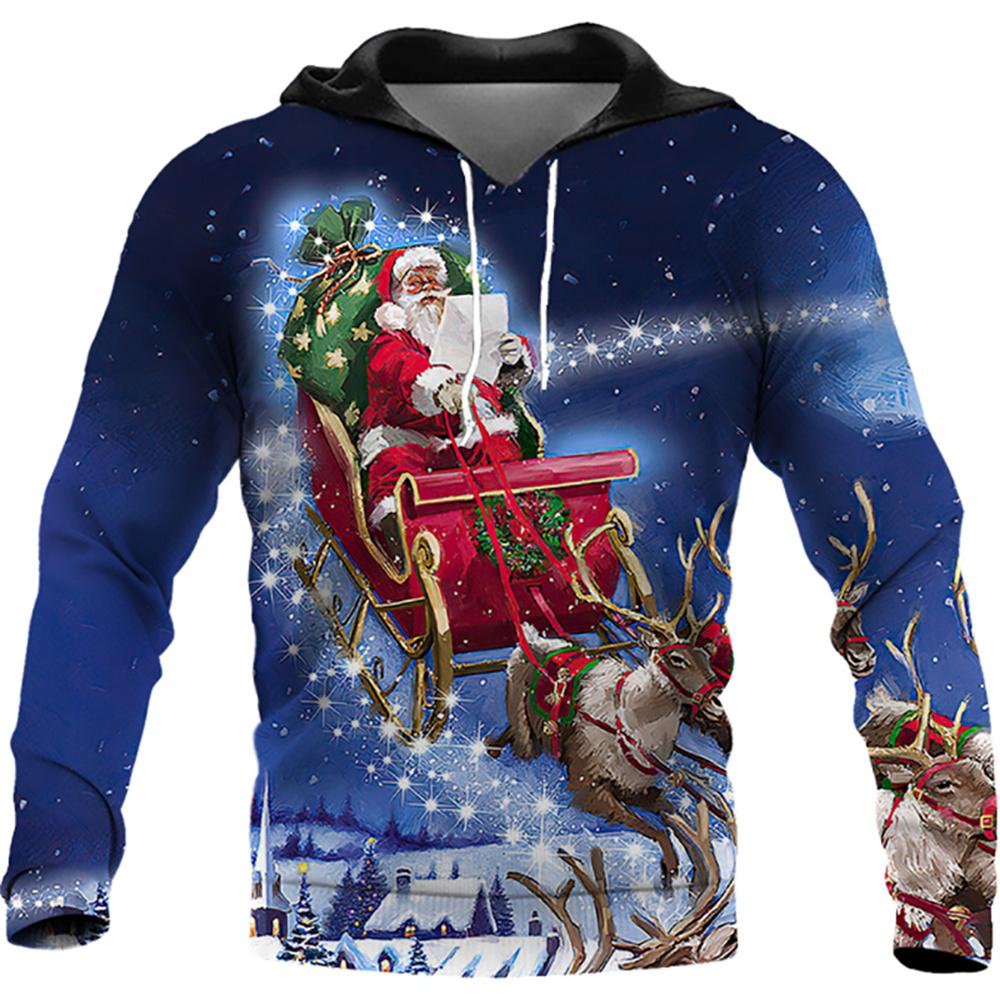 Weihnachtspullover Kapuzenpullover Herren | Weihnachtspullover-Hemd für Herren – 2023 neu, 3D-gedruckt 5XL von Joom DACH