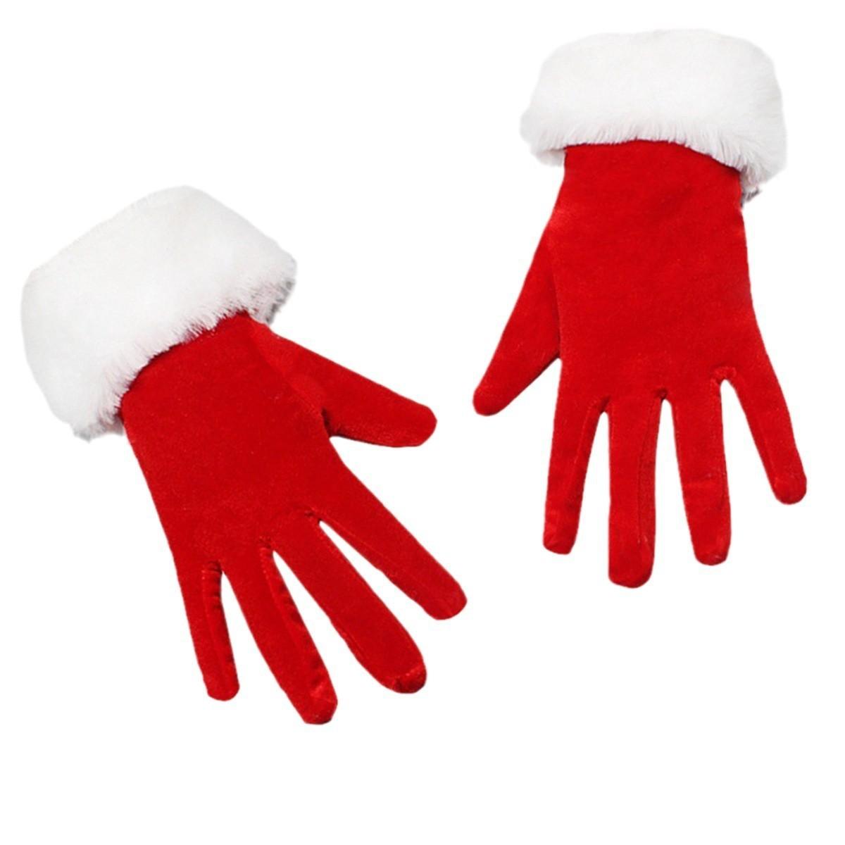 Weihnachtsrot Vollfingerhandschuhe, Feiertags-Bekleidungsaccessoires, Universal-Warmhandschuhe für Erwachsene und Kinder, Feiertags-Verkleidungsrequisiten rot von Joom DACH