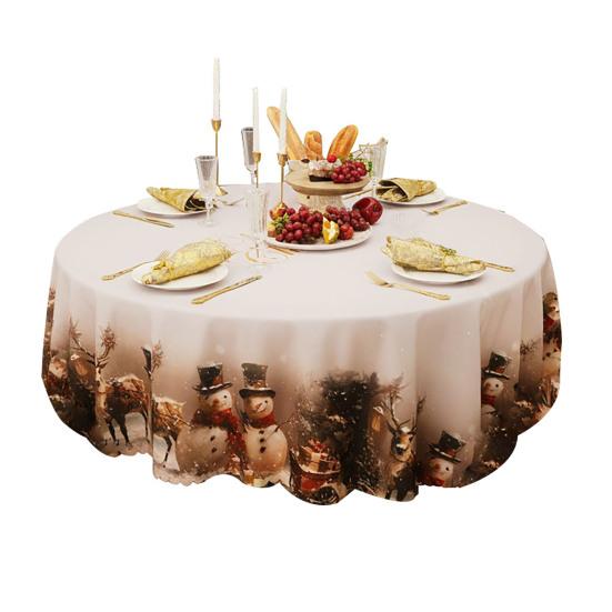 Weihnachtsrunde Tischdecke Winter Stechpalme Schneemann Tischdecke Dekorative Tischdecke Stoff für Drinnen Draußen Feiertagsparty Esstischdeko 90 cm A von Joom DACH