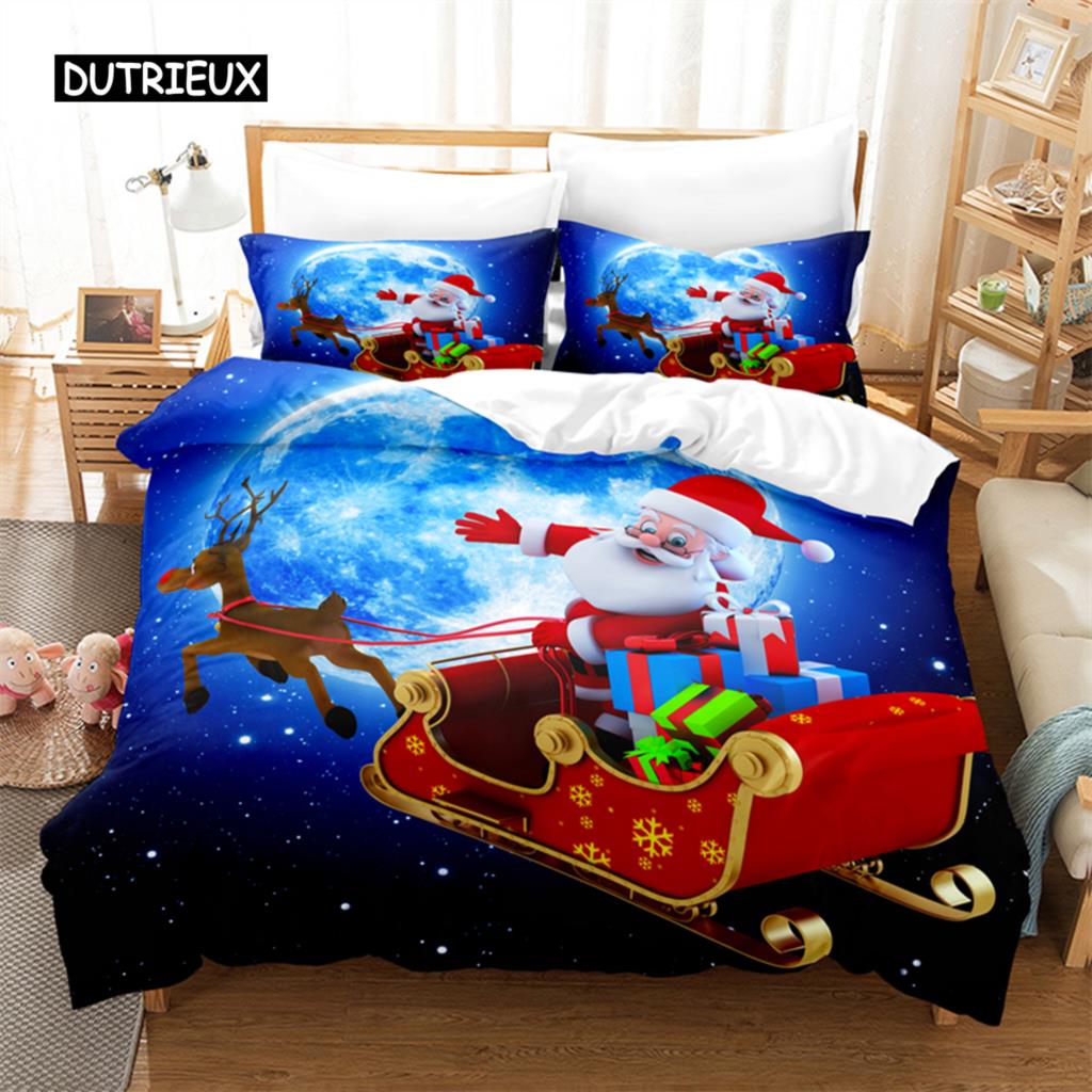 Weihnachtsschlitten-Bettwäscheset Bettbezug-Set 3D-Bettwäsche Digitaldruck Bettwäsche Queen-Size-Bettwäscheset Modedesign EU single(135x200cm) von Joom DACH