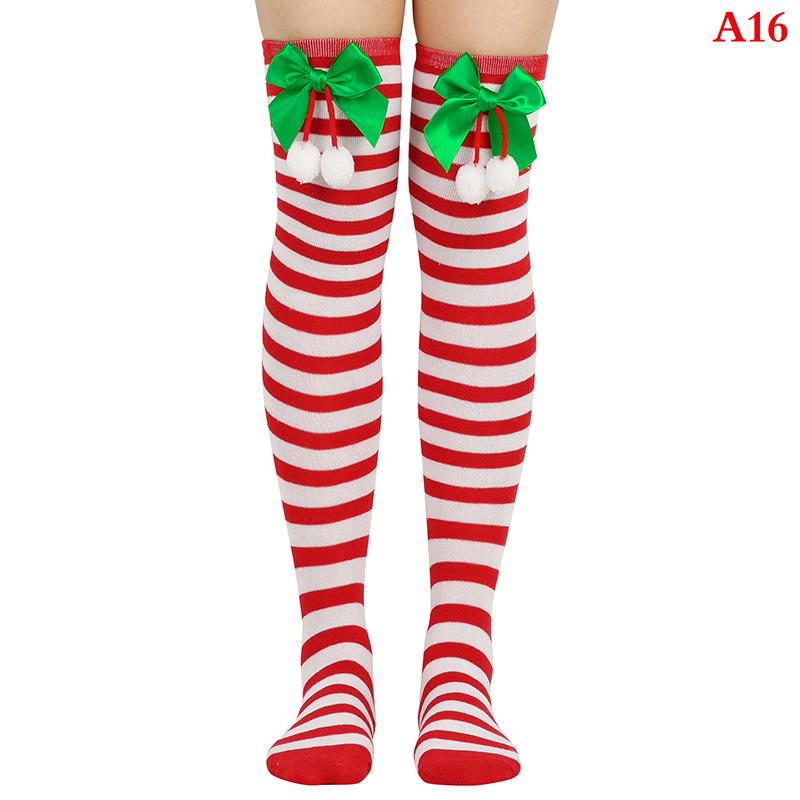 Weihnachtsschmuck Socken Gestreifte Lange Strümpfe Weihnachtsdekorationen Hohe Socken für Mädchen Gestreifte Kniestrümpfe weiß/rot von Joom DACH