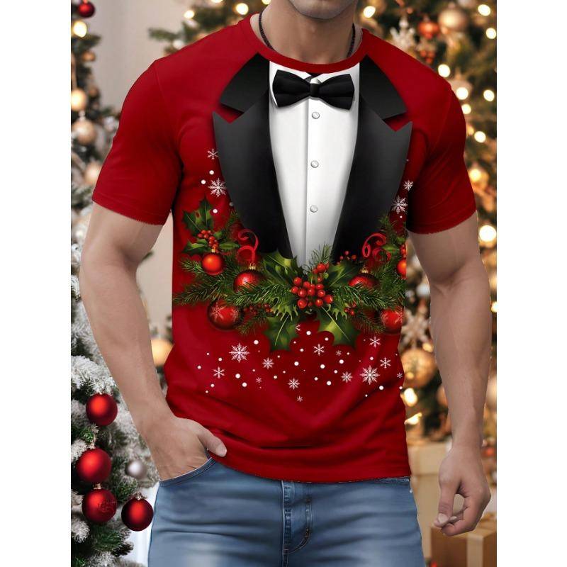 Weihnachtsserie Digital bedrucktes Herren Kurzarmhemd mit personalisiertem Stil Locker und bequem Übergröße T-Shirt M von Joom DACH