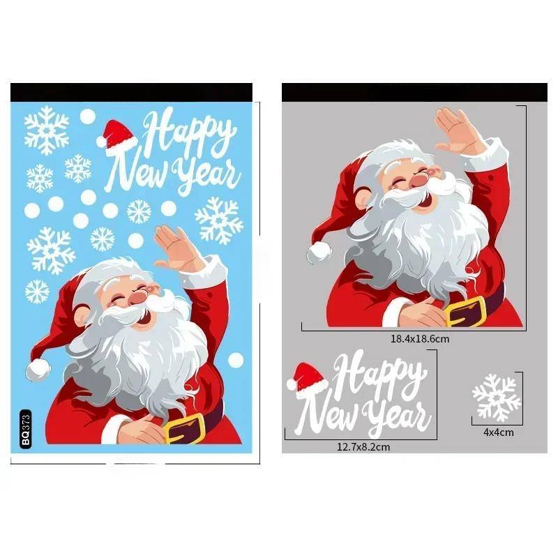 Weihnachtsspiegel-Aufkleber, Weihnachtsmann, Schneemann, Rentier, dekorativer elektrostatischer Glasaufkleber, Frohe Weihnachten, Dekoration für Zuhause von Joom DACH