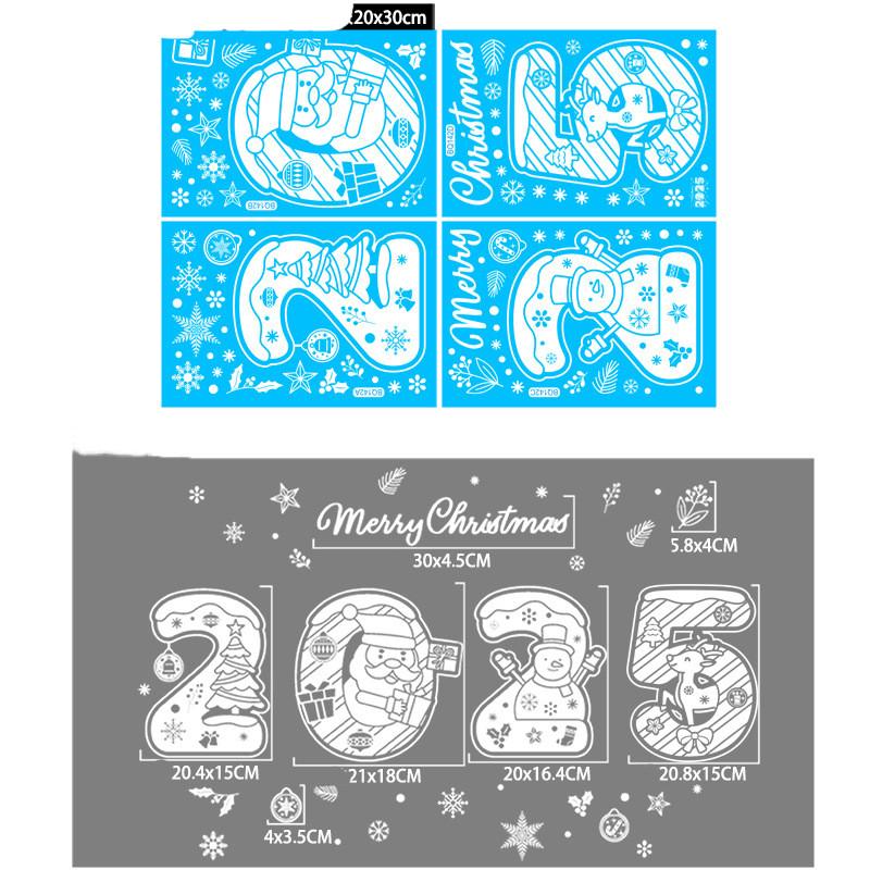 Weihnachtsspiegel-Aufkleber, Weihnachtsmann, Schneemann, Rentier, dekorativer elektrostatischer Glasaufkleber, Frohe Weihnachten, Dekoration für Zuhause von Joom DACH