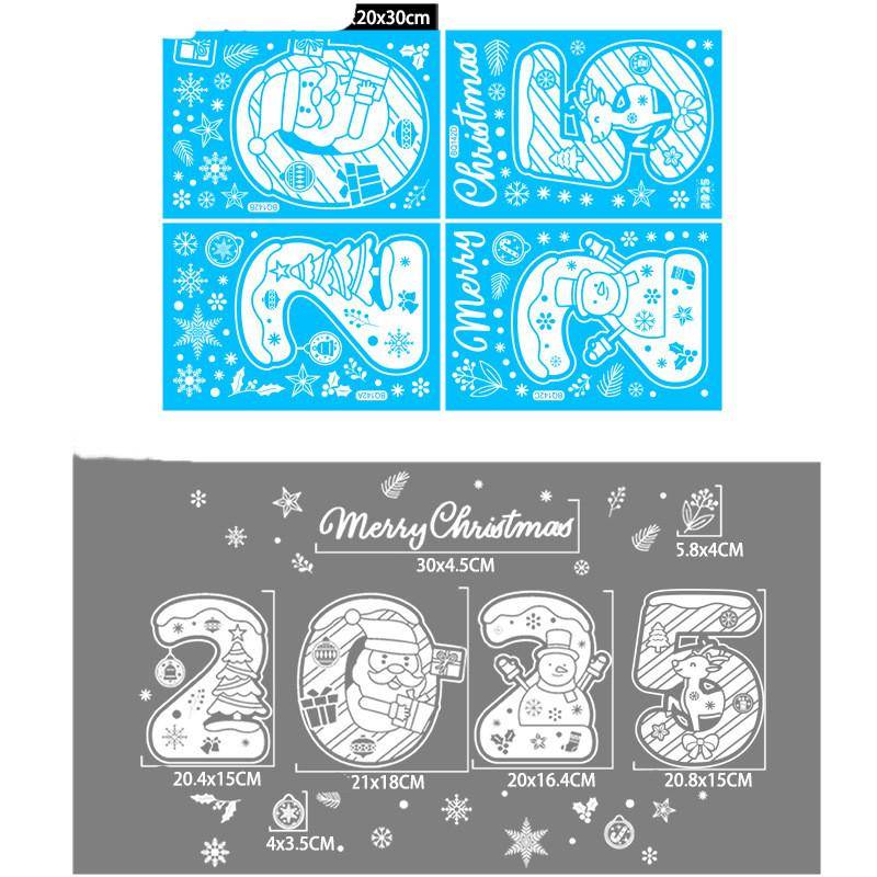 Weihnachtsspiegel-Aufkleber, Weihnachtsmann, Schneemann, Rentier, dekorativer elektrostatischer Glasaufkleber, Frohe Weihnachten, Dekoration für Zuhause von Joom DACH