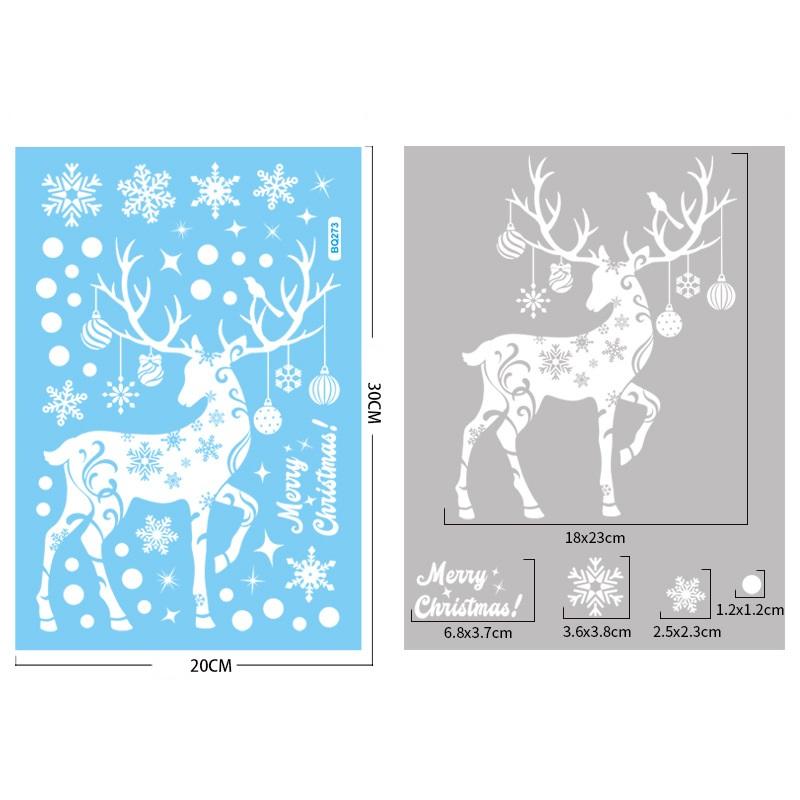 Weihnachtsspiegel-Aufkleber, Weihnachtsmann, Schneemann, Rentier, dekorativer elektrostatischer Glasaufkleber, Frohe Weihnachten, Dekoration für Zuhause von Joom DACH