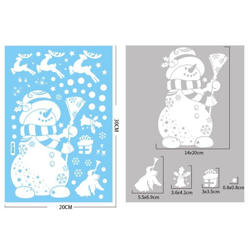 Weihnachtsspiegel-Aufkleber, Weihnachtsmann, Schneemann, Rentier, dekorativer elektrostatischer Glasaufkleber, Frohe Weihnachten, Dekoration für Zuhause von Joom DACH