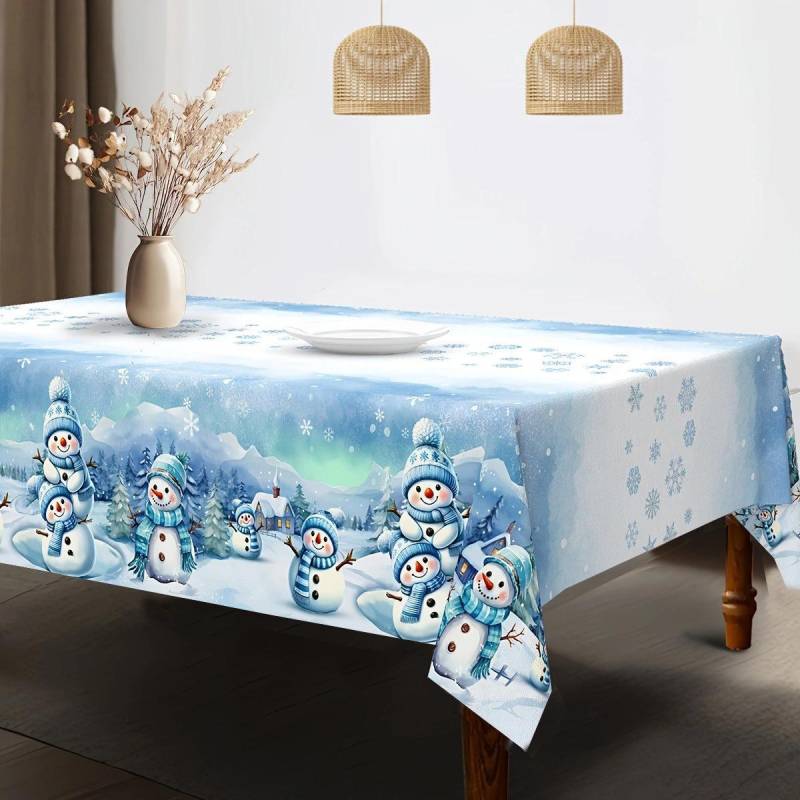 Weihnachtstischdecke Digitaldruck - Winter Schneemann Rentier Weihnachtsbaum Esstisch Festival Deko Tischdecke 100 * 150cm von Joom DACH