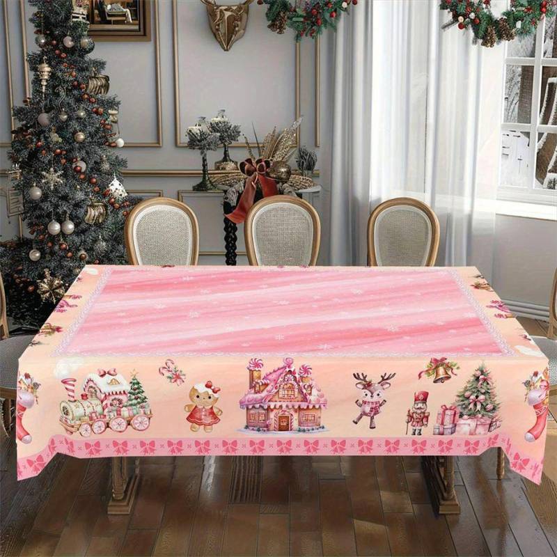 Weihnachtstischdecke Digitaldruck - Winter Schneemann Rentier Weihnachtsbaum Esstisch Festival Deko Tischdecke 150 * 150cm von Joom DACH