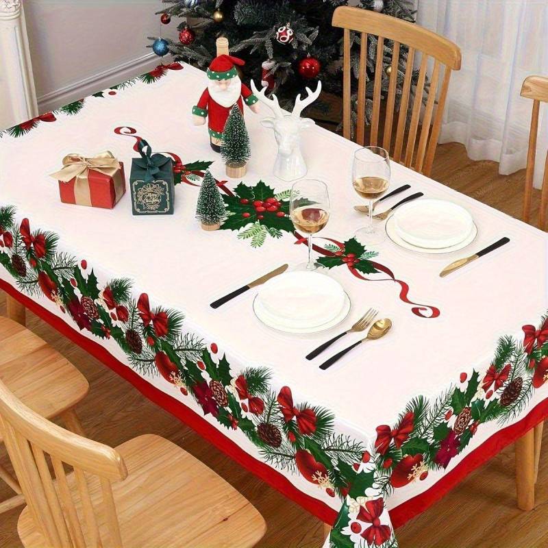 Weihnachtstischdecke Digitaldruck - Winter Schneemann Rentier Weihnachtsbaum Esstisch Festival Deko Tischdecke 150 * 220cm von Joom DACH