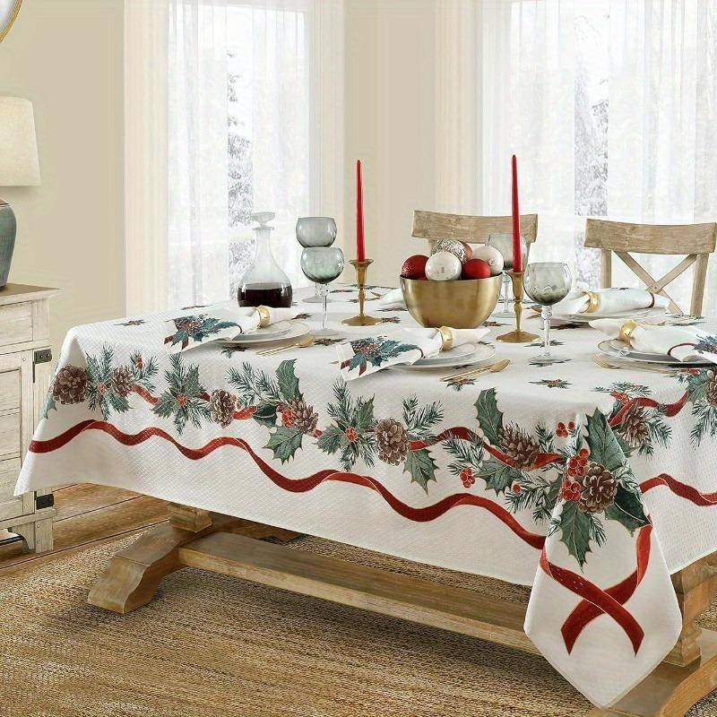 Weihnachtstischdecke Digitaldruck - Winter Schneemann Rentier Weihnachtsbaum Esstisch Festival Deko Tischdecke 150 * 220cm von Joom DACH