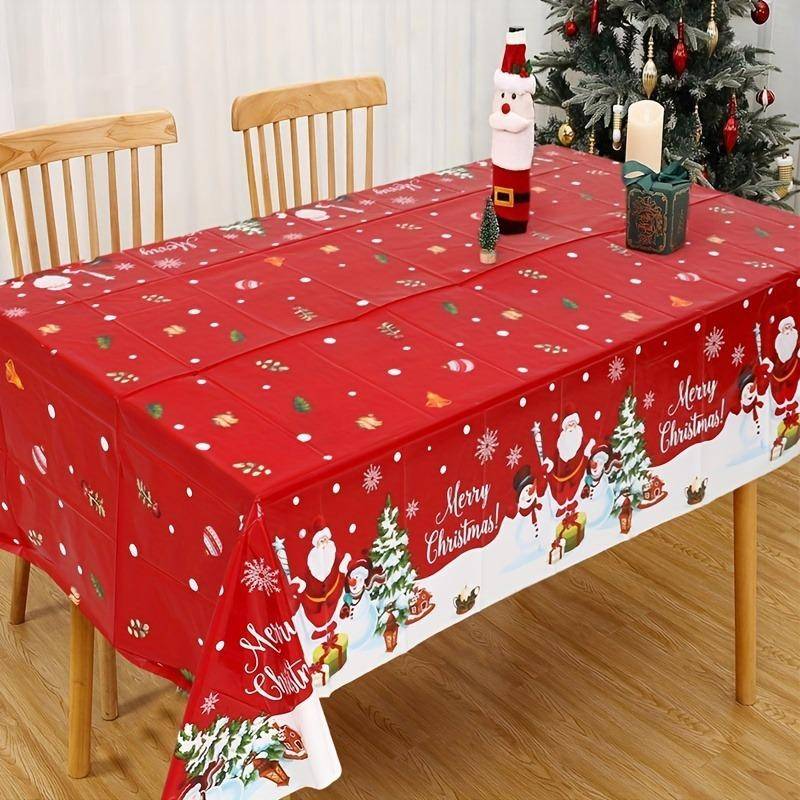 Weihnachtstischdecke Digitaldruck - Winter Schneemann Rentier Weihnachtsbaum Esstisch Festival Deko Tischdecke 80 * 120cm von Joom DACH