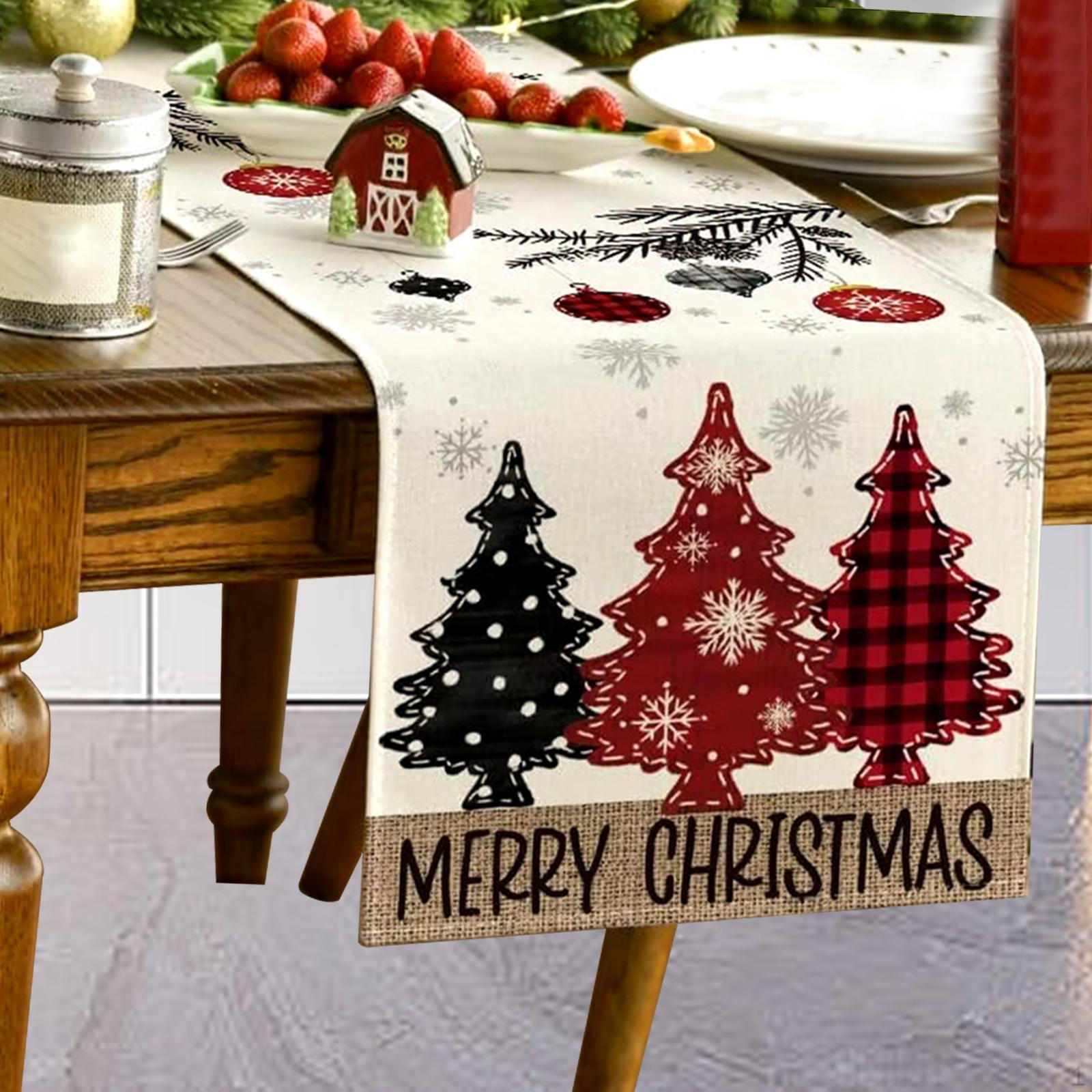 Weihnachtstischläufer, Esszimmerdekoration, Festival, Weihnachtsbaum, Tischdecke für Küchenmittelstück 33cmx90cm von Joom DACH