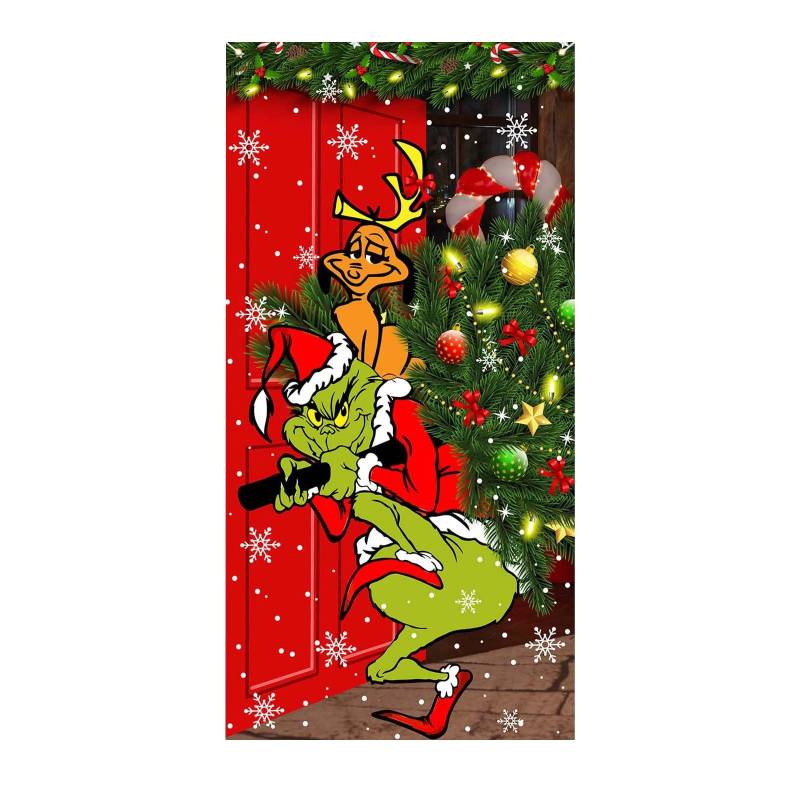 Weihnachtstürbreite Polyestertuch Weihnachts- und Neujahrsdekoration Weihnachtstürvorhang Weihnachtsdekoration 180-90cm One Size grün von Joom DACH