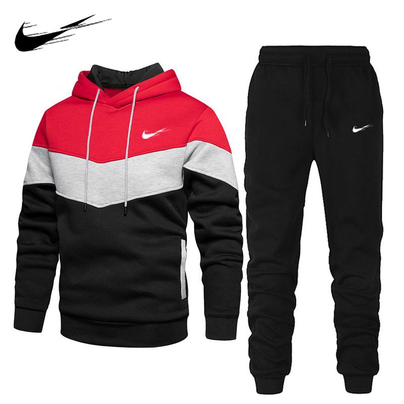 Weiß Herbst Winter Neue Stil Zwei Stück Set Hoodie + Hosen Männer Trainingsanzug Trainingsanzüge Casual Streetwear Herren Outfits Sport Anzüge Trainingsanzug Set S rot von Joom DACH
