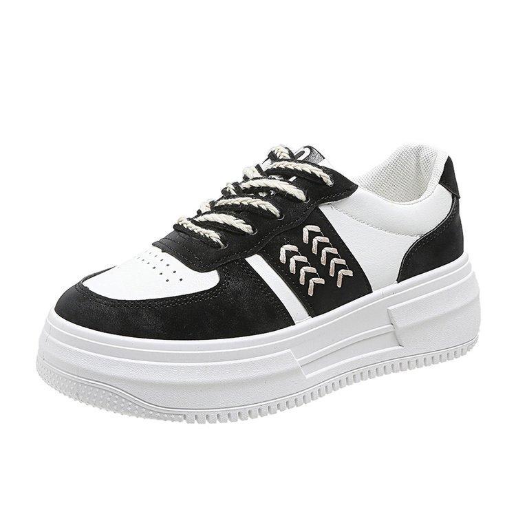 Weiße Campus-Freizeitschuhe mit dicker Sohle für Damen, trendige Herbst- und Winterschuhe, neue runde Zehenpartie, Schnürschuhe, lässige Studentinnen-Einschichtschuhe für Damen 40 von Joom DACH