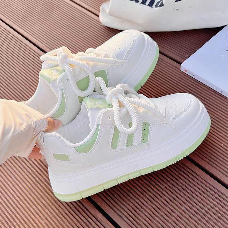 Weiße Damenschuhe mit Rock, neue Herbstschuhe, vielseitige Skateschuhe mit dicker Sohle für große Zehen für Damen 40 grün von Joom DACH