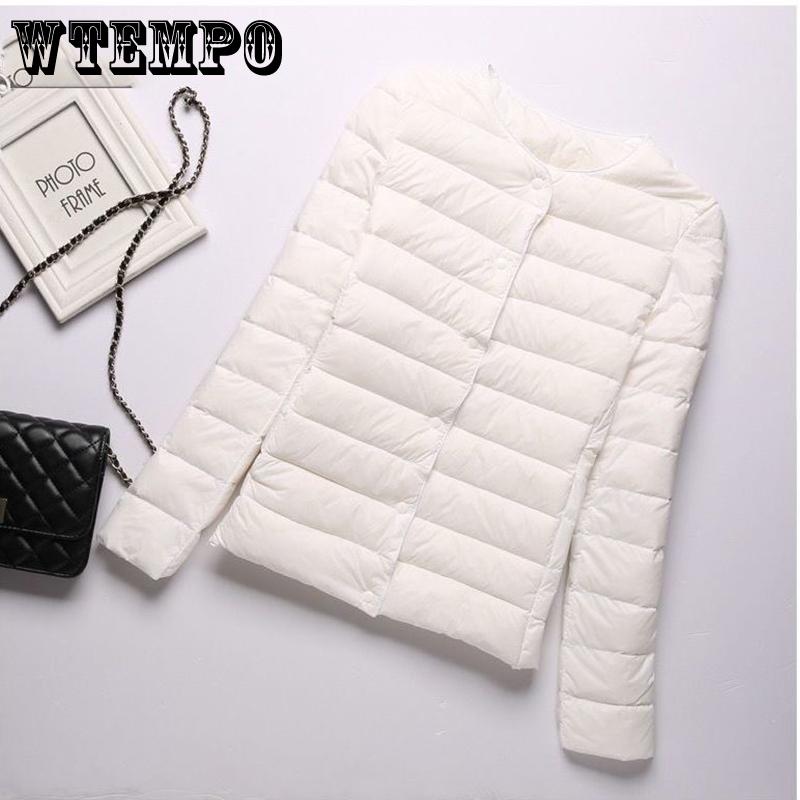 Weiße Entendaunen Leichte dünne Daunenjacke Damen Rundhals Kurzer Abschnitt Kragenlos Herbst und Winter Große Innen warme Jacke XXXXL von Joom DACH