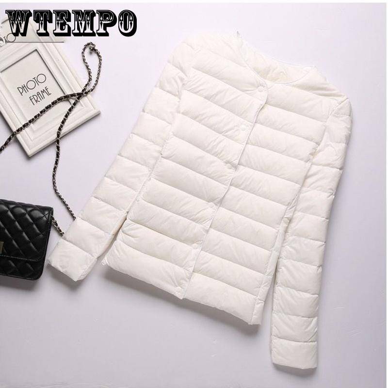 Weiße Entendaunen Leichte dünne Daunenjacke Damen Rundhals Kurzer Abschnitt Kragenlos Herbst und Winter Große Innen warme Jacke XXXXL weiß von Joom DACH