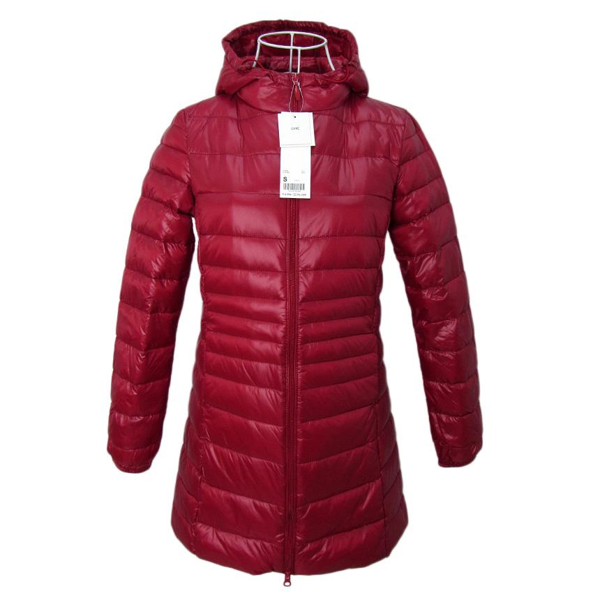 Weiße Entendaunenjacke für Damen, ultraleicht, mit Kapuze, schmal, langärmelig, Parka 7XL rot von Joom DACH
