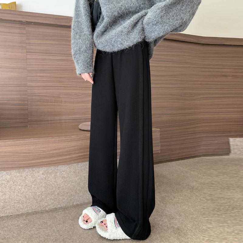 Weiße Fleece-Hose mit weitem Bein Damen Neu Herbst und Winter Dünne Fleece Gestrickte Lässige Drapierhose 2XL von Joom DACH