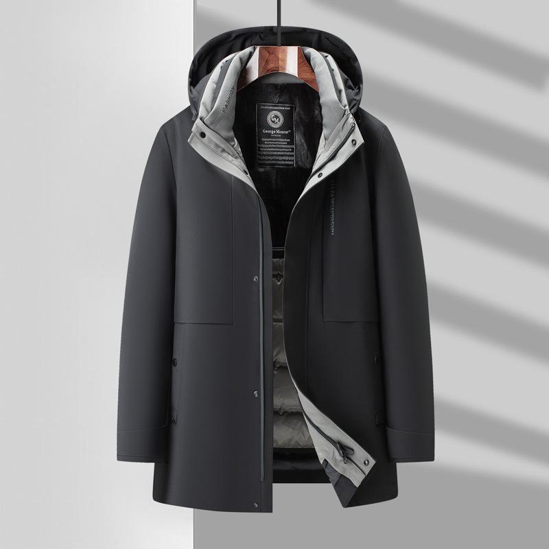 Weiße Gänsedaunenjacke für Herren, neue Winterjacke für Business und Freizeit, herausnehmbares Futter, verdickte Daunenjacke für dreimaliges Tragen 4XL schwarz von Joom DACH