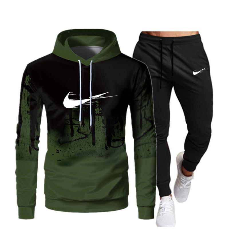 Weiße Mode Herren Damen Sets Trainingsanzug Herbst Winter Neu Herren Kapuzenpullover + Sweatpants Zweiteiler Kapuzen-Freizeitsets Herrenbekleidung M von Joom DACH