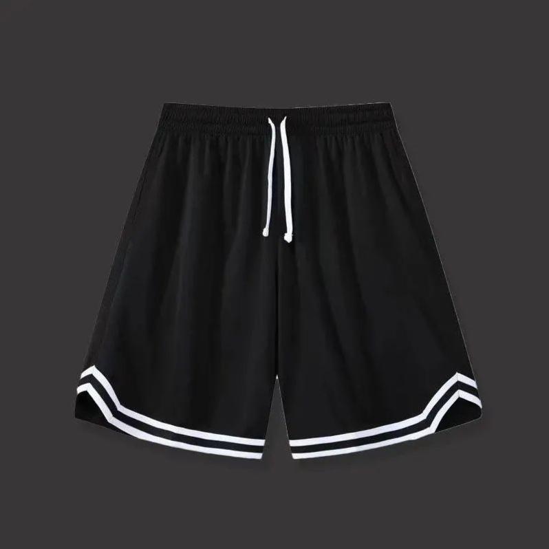 Weiße Patchwork-Farbe Lockere Oversized Sportshorts Herren Basketballshorts Dünn und Atmungsaktiv Kordelzug Elastischer Bund Design Lässig Neue Mode M schwarz von Joom DACH