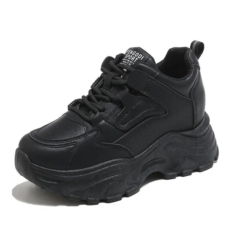 Weiße Plateau-Sneakers für Damen, Herbst, Schnürschuhe, dicke Unterseite, Sportschuhe für Damen, Pu-Leder, atmungsaktive Wanderschuhe, weiblich 39 von Joom DACH