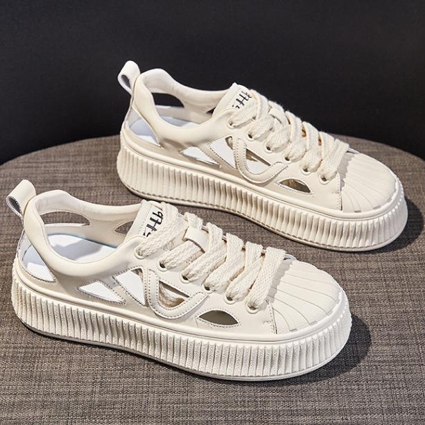 Weiße Schuhe Damen Bequeme Sommer-neue atmungsaktive Sport-Brettschuhe All-Match-rutschfeste, weiche Bodenausschnitt-Sandalen 40 weiß von Joom DACH