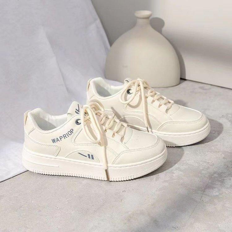 Weiße Schuhe Damen Herbst Neu Gummi Weiche Sohle Schnürschuhe Damen Einfarbig All-Match Freizeit-Sneakers Gemischte Partie 40 von Joom DACH