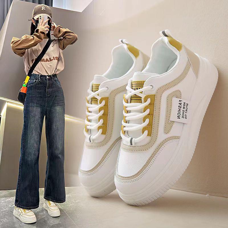 Weiße Schuhe Damen Herbst Neue Plateauhöhe Erhöhende Damenschuhe All-Matching Lässige Sportliche Board-Schuhe 40 von Joom DACH