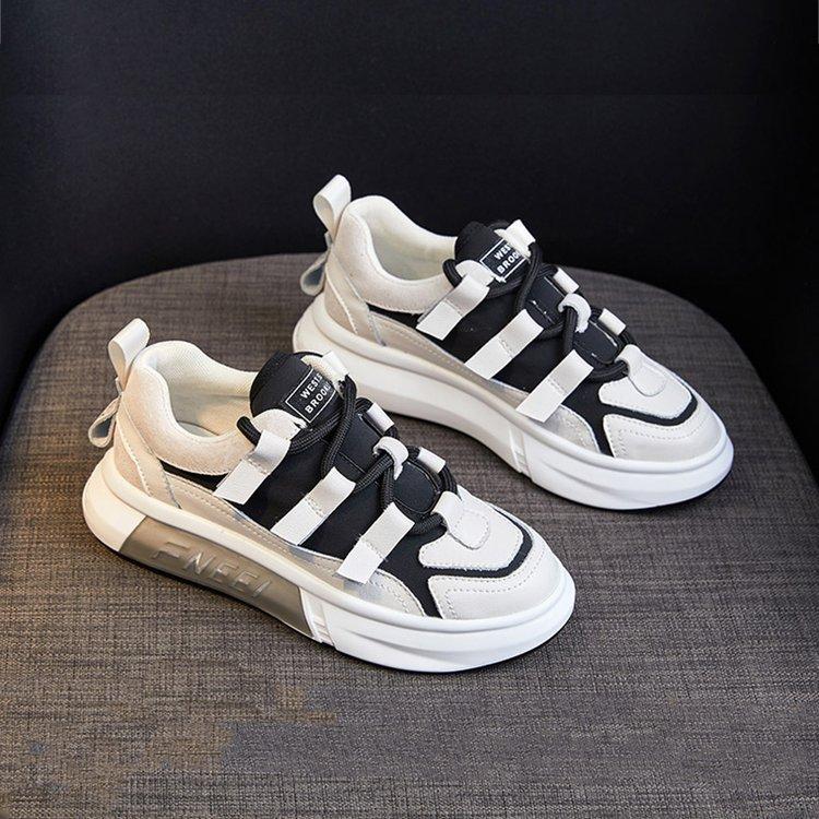 Weiße Schuhe Damen Neue Plateau Weiche Sohle Farblich Passende Damenschuhe Modedesign Mittelschülerin Sportliche Freizeitschuhe Damen 40 von Joom DACH