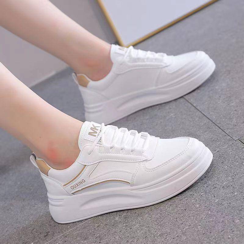 Weiße Schuhe Damen Neue Sommer Atmungsaktive Sneaker Flache All-Match Super Hot Dicker Boden Student Damen Board Schuhe 40 von Joom DACH