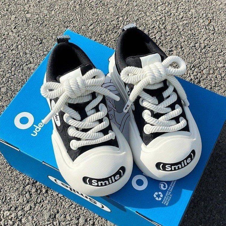 Weiße Schuhe für Damen, Leder-Panel-Schuhe mit dicken Sohlen, Freizeitschuhe 38 schwarz von Joom DACH