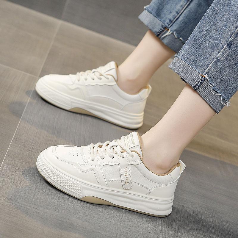 Weiße Schuhe für Damen Echtes Leder Schuhe Neue Sommer Plateau Sneakers All-Matching Casual Sports Pumps Tide 40 von Joom DACH